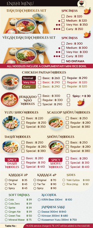 ENISHI BKK Menu