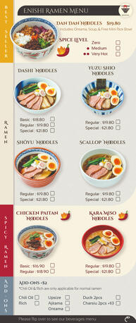 ENISHI Singapore Menu Front